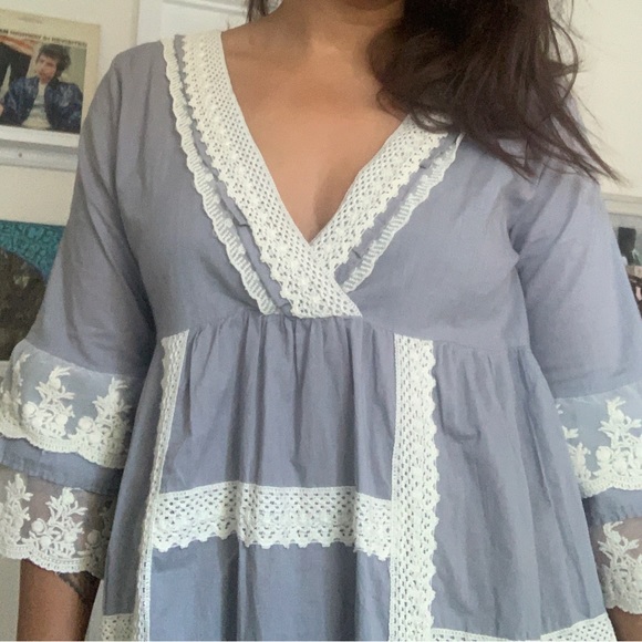 Velzera EUC blue and white lace bohemian dress - Picture 13 of 16